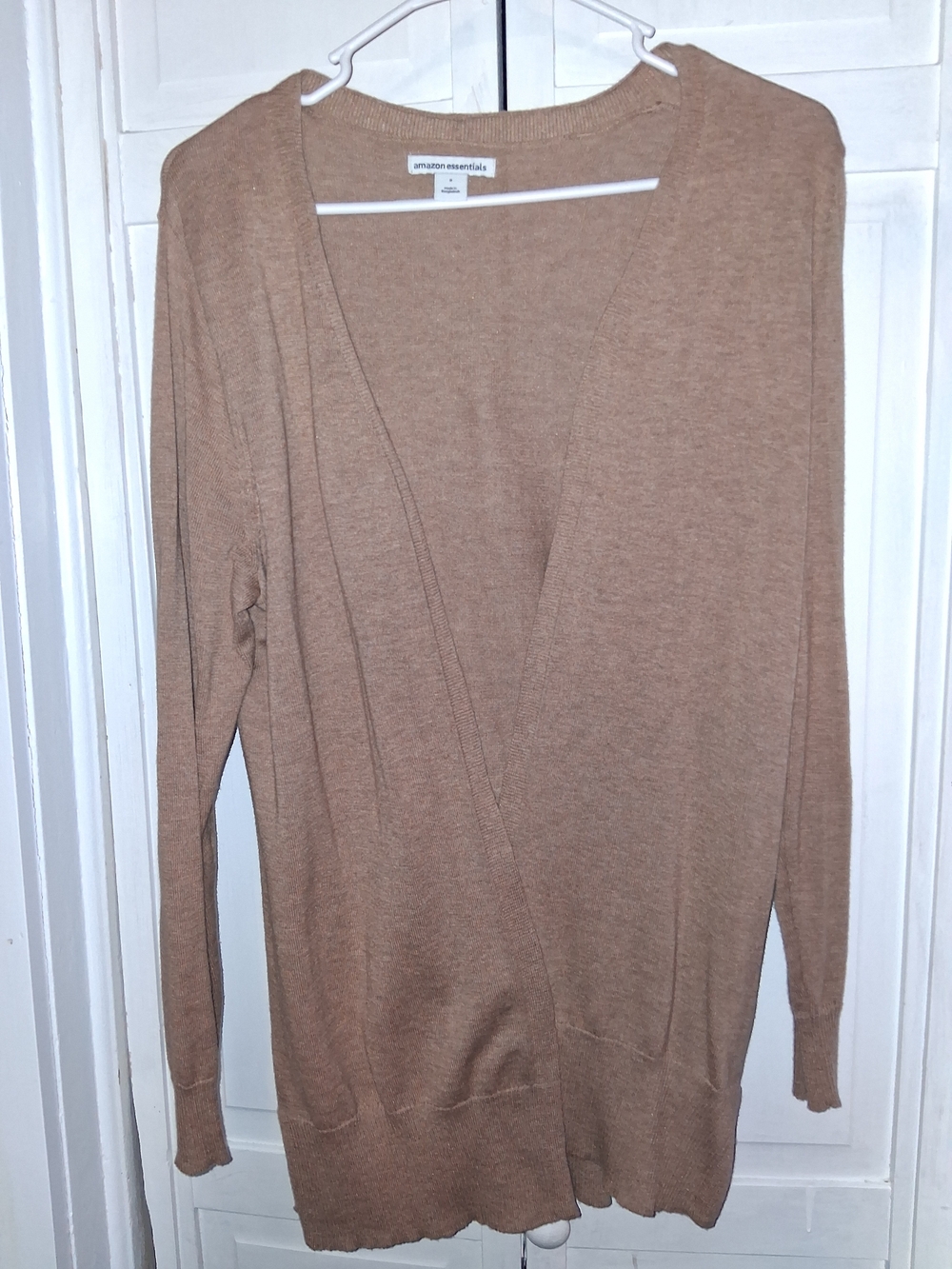 Amazon Essentials Camel Wrap-Front Longline Cardigan